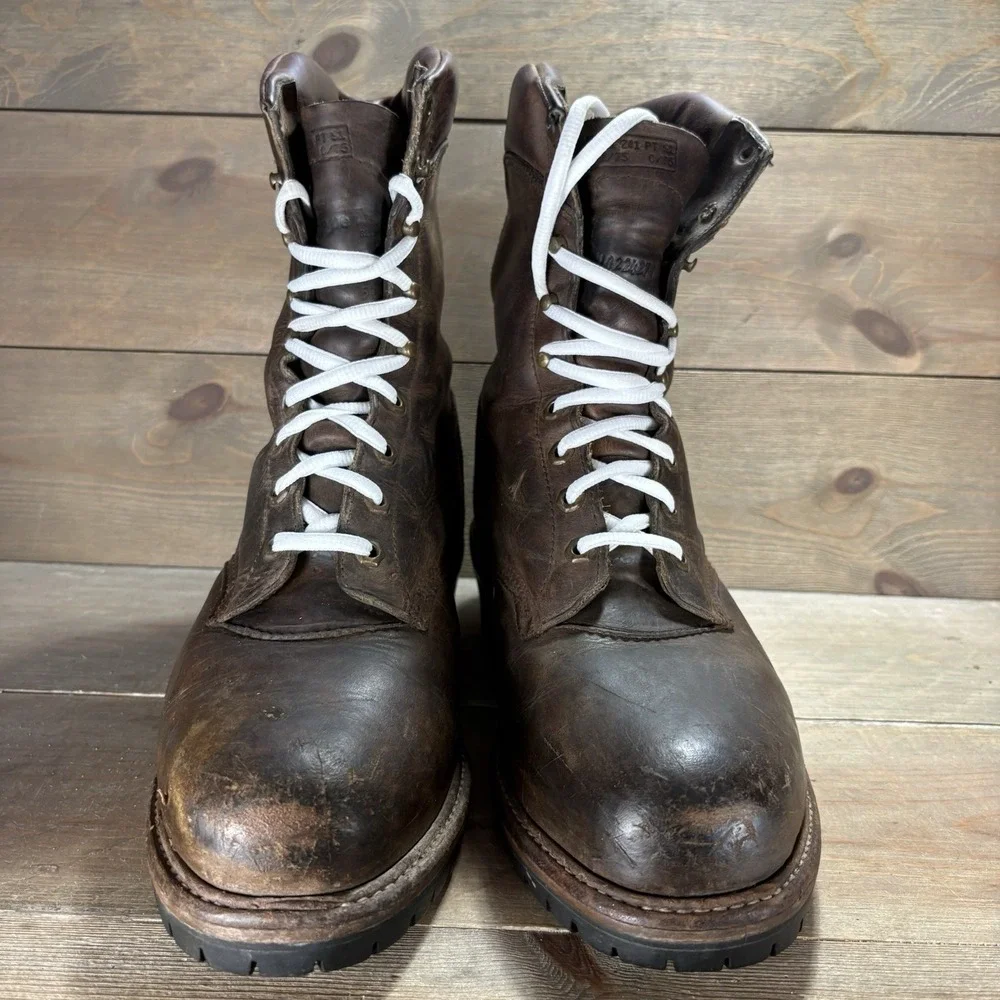 chippewa mens size 10.5 shoes brown leather steel toe work boots